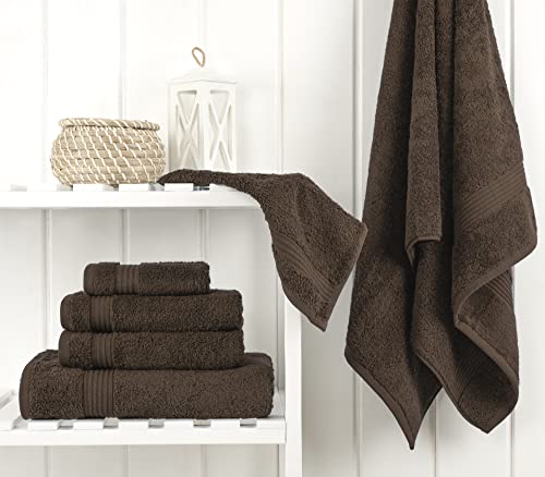 Cotton Paradise 100% Cotton Turkish Towel Set, Soft Absorbent Quick Dry, 6 Piece Towel Set, Chocolate Brown - color: Chocolate Brown