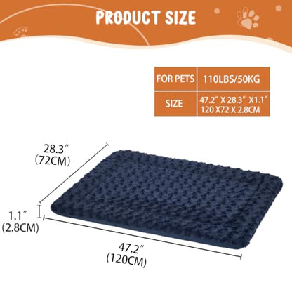 EMPSIGN Fancy Dog Bed Mat, Pet Bed Pad Reversible (Cool & Warm), Machine Washable Crate Pad, Pet Sleeping Mat for Small to XXX-Large Dogs, Navy, Star Pattern,XXL (48inch X30inch X1.1'') - color: Navy, size: XXL (47.2"x28.3"x1.1")