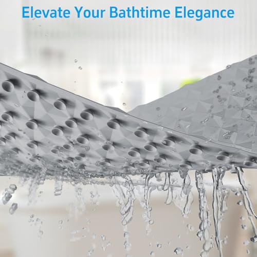 Non Slip Bathtub Mat for Bath Tub Shower - Natural Rubber Mat with 241 Suction Cups - Soft Bathroom Safety Mat - Unique Diamond Pattern - Fatigue Relief - Machine Washable - 16 × 28 Inch - color: Gray, size: 28" x 16" (Rectangular)