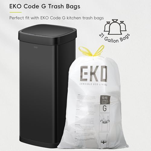 EKO EcoSmart 80L / 21.1 Gallon Motion Sensor Trash Can – Tall, Large Touchless Automatic Kitchen Garbage Bin with Soft-Close Lid for Home or Office, Brushed Stainless Steel, Matte Black - size: Ecosmart 80L - Matte Black