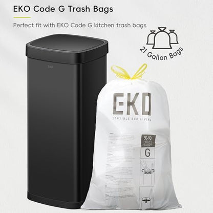 EKO EcoSmart 80L / 21.1 Gallon Motion Sensor Trash Can – Tall, Large Touchless Automatic Kitchen Garbage Bin with Soft-Close Lid for Home or Office, Brushed Stainless Steel, Matte Black - size: Ecosmart 80L - Matte Black