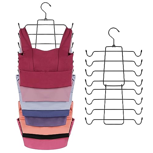 ZEDODIER Tank Top Hanger Space Saving, Bra Hangers for Closet Organizer, Hanging Bra Organizer Tank Tops Holder with 8 Hooks, Metal Closet Organizers and Storage Small Space Solutions, Black - color: Black, size: 1 Pack