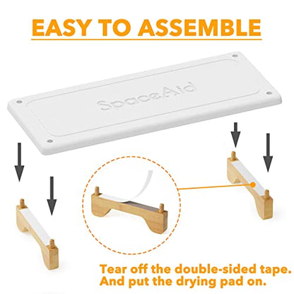 SpaceAid DryingNeat Sink Organizer, Instant Dry Sink Caddy Organizers, Kitchen Sponge Soap Holder Dispenser, Countertop Fast Drying Rack (Bamboo Feet, White) - color: White