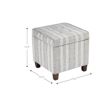 HomePop 18" Square Tufted Storage Ottoman - Gray Striped Pattern - color: Gray Striped Pattern