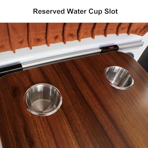RV Folding Table with Cup Holders, Wall Mounted for Space Saving, Removable Dinette Desk for Campers and Outdoor Picnics - color: Natural