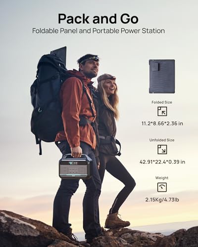 Solar Generator 600W (Surge 1200W), Portable Power Station with 100W Solar Panel, 576Wh (180,000mAh) LFP Battery with AC & DC Outlets, 1 Hour Fast Charging for Home & Emergency, Camping, CPAP - color: Carbon Black