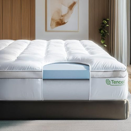 ViscoSoft 3 Inch Pillow Top Memory Foam Mattress Topper Short Queen - Cooling Hybrid Lux Dual Layer RV Mattress Pad - CertiPur-US Certified - size: Short Queen, style: 3 Inch