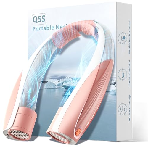 Kesguar Portable Neck Fan, 20H RunTime Cooling Fan, 6 Speeds 360° Airflow Personal Fan, Rechargeable Hands Free with 6000mAh Battery Wearable Fan Gifts for Women Men Outdoor Travel Camping - color: Pink