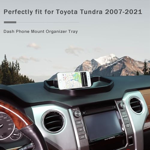 Black ABS Car Center Console Dash Table Storage Tray Fit for Toyota Tundra 2014-2021 Instrument Organizer Phone Holder Cradle Accessories (with Mobile Phone Holder(C)) - style: With Mobile Phone Holder(C)