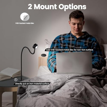 Magnetic Reading Light,Flexible Book Light,Bendable Spotlight Desk Lamp,Head Switch 3 Colors Dimmable LED for Bedside Bed Frame, All Metal CRI95+ Power By USB C, Adapter Included - color: Magnetic Base