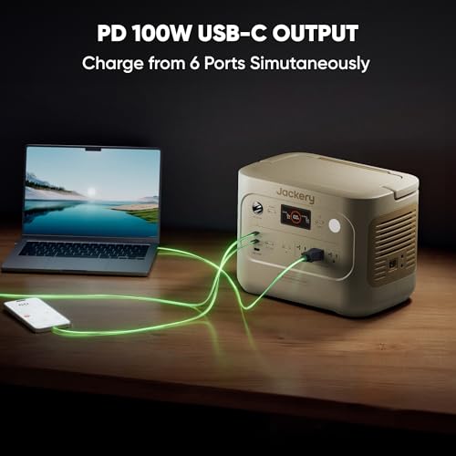 Jackery Solar Generator 1000 v2 with 2x100W Air Solar Panels, 1070Wh Portable Power Station, LiFePO4 Battery, 1500W AC Output, 1 Hr Fast Charge, for Camping, Emergency, RV, Off-Grid (Dune White) - style: E1000v2+100Wx2(Dune White)
