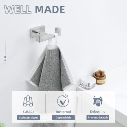 Angle Simple Towel Hook for Bathroom, SUS 304 Stainless Steel Double Robe Coat Hook, Hand Towel Hanger Wall Mount, Brushed Nickel - color: Brushed Nickel, size: 1 Pack