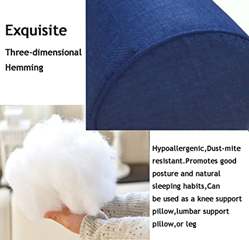 16x6 Inch Car Round Cervical Neck Pillow Semi-Roll Pillow with Washable Cotton Cover.(Blue) - color: Blue
