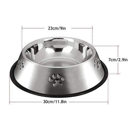 YUDANSI 2 Stainless Steel Dog Bowls, Dog Feeding Bowls for Large Dogs, Anti-Turnover Pet Dish with Rubber Base, Medium and Large Pet Feeder Food Water Plate (XL-51oz) - size: XL-51oz