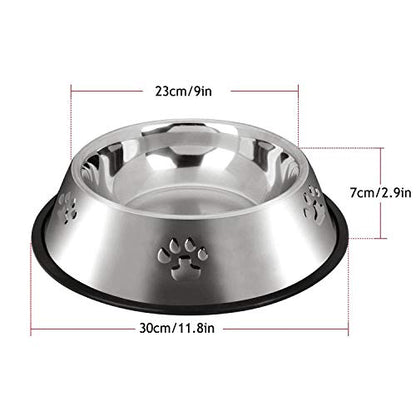 YUDANSI 2 Stainless Steel Dog Bowls, Dog Feeding Bowls for Large Dogs, Anti-Turnover Pet Dish with Rubber Base, Medium and Large Pet Feeder Food Water Plate (XL-51oz) - size: XL-51oz