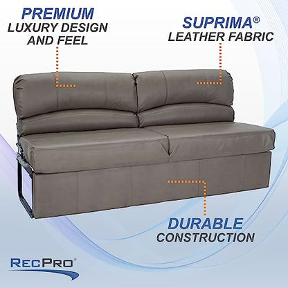 RecPro Charles RV Jackknife Sofa | Love Seat | Sleeper Sofa | Length Options 62", 68", 72" (72 Inch, Putty) - color: Putty, size: 72 Inch