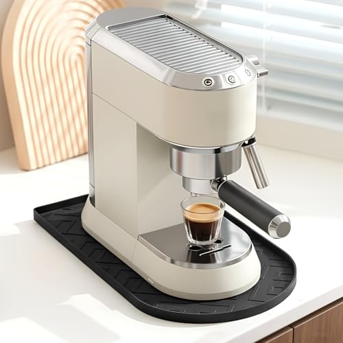 Silicone Coffee Mat,15.8"x 7.8"in Bar Mat for Countertop,Heat-Resistant,Non-Slip,Leak-Proof,Fit for Coffee Maker/Espresso Machine-Black - color: Black, size: 15.8" x 7.8"