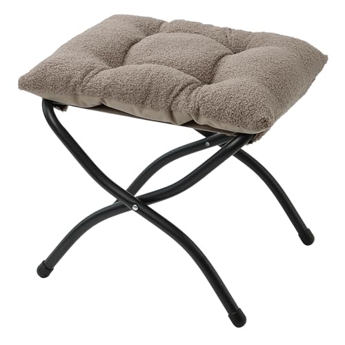 15"(H) Folding Ottoman, Foldable Footrest Stool, Portable Small Foot Stool for Couch, Collapsible Foot Rest Ottoman for Sofa, Padded Ottomans for Home, Living Room, Bedroom, Light Brown - color: Light Brown