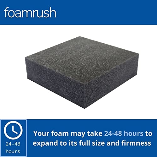 FoamRush 8" x 18" x 20" Charcoal High Density Upholstery Foam Cushion, Upholstery Sheet, Foam Padding, Seat Replacement, Wheelchair Seat & Chair Cushion Replacement, Square, Made in USA - color: Charcoal Foam, size: 8" x 18" x 20"