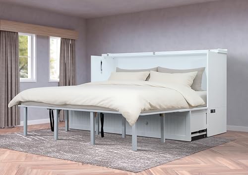 Mega Solutions Murphybedz Tuscany Murphy Cabinet Chest Bed with Charging Station 6 Inch (White, King) - color: White, size: King (U.S. Standard)