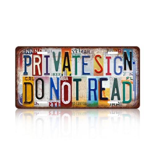 Vintage Wall Decor Private Sign Do Not Read License Plate | Metal Sign Tin Signs - color: plate-A-13