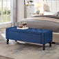 50" W Storage Ottoman Bench with Safety Hinge, Load up to 660 lb Ottoman with Storage, Upholstered Tufted Entryway Bench with Seating for Living Room, Bedroom, Entryway, Blue - color: Blue