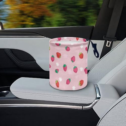 Renewold Car Trash Can for Most SUV Sedan Truck Van Car Trash Bag Bin Pink Red Strawberry Hanging Automotive Garbage Cans Vehicle Trash Storage Bag for Camping Picnic Trip Beach Waterproof - color: Pink Red Strawberry