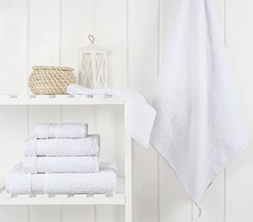 Cotton Paradise 100% Cotton Turkish Towel Set, Soft Absorbent Quick Dry, 6 Piece Towel Set, Snow White - color: Snow White