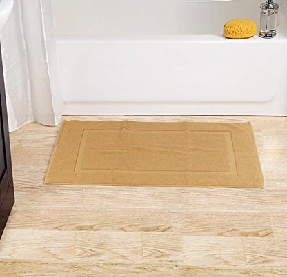 Utopia Towels Cotton Banded Rug, Bath Mats, Not a Bathroom Rug, 21 by 34 Inches, 100% Ring Spun Cotton, Highly Absorbent Shower Bathroom Floor Mat, Champagne, 2 Pack - color: Champagne