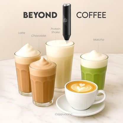 Zulay Kitchen Powerful Milk Frother Wand - Handheld Stainless Steel - Battery Operated Drink Mixer for Coffee, Lattes, Cappuccino, Matcha - Froth Mate Frother Gift - Midnight Black - color: Midnight Black, size: Classic Froth Mate