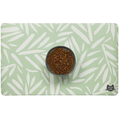 The Cat Ladies Cat Feeding Mat - Waterproof & Dishwasher Safe Small Pet Eating Placemat - Cat & Dog Food Mats for Food and Water Bowl - Protect Floors from Mess - Tropical Leaves - color: Tropical Leaves A