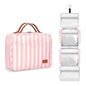 Bosidu Hanging Travel Toiletry Bag,Large Capacity Cosmetic Travel Toiletry Organizer for Women with 4 Compartments & 1 Sturdy Hook,Perfect for Travel/Daily Use/Christmas - color: M-light pink