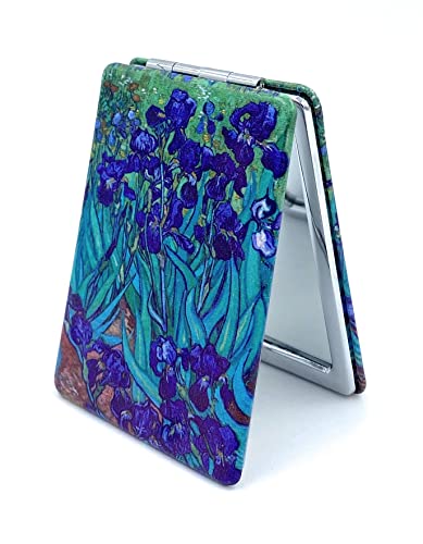 Art Decor Rectangular Mirror, Foldable, Portable, Magnifying, 3.46 x 2.46 x 0.4 Inches, Van Gogh - color: Van Gogh