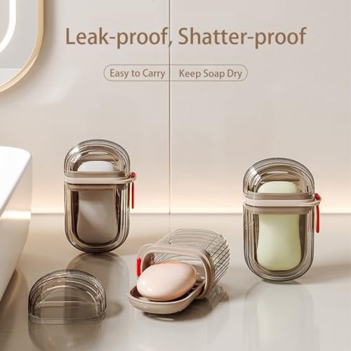 2 Pack Travel Soap Case Portable Soap Container with Lid Leakproof Bar Soap Holder Travel Soap Dish Draining Soap Box for Traveling Camping Gym Bathroom Dorm