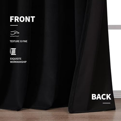 CUCRAF Black Velvet Blackout Curtains 84 inches Long, Thermal Insulated, Noise Reducing Rod Pocket Luxury Drapes for Bedroom Living Room(52x84 inches, 2 Panels) - color: Black, size: 52"W x 84"L (Pack of 2)