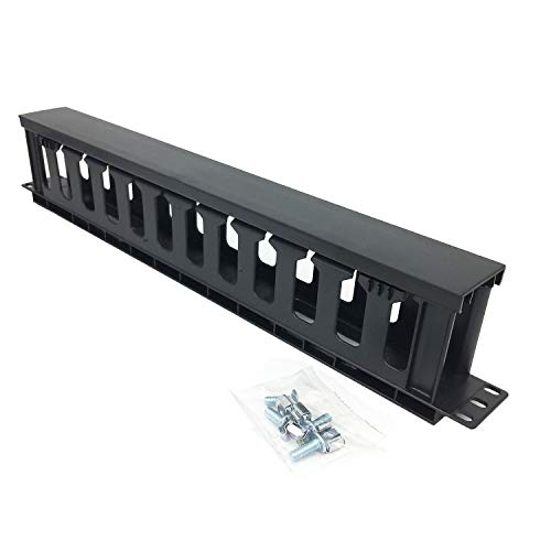 2 Pack 1U 12 Slot Horizontal Rack Mount Cable Management Organizer Plastic 19" Rack Mount with M6 Screws and Cage Nuts (PCMB12S2PC)