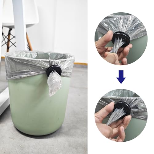 6 Pcs Black Trash Bag Holder - Reusable Trash Liner Cinch for Securing Trash Liners，Prevents Liners from Falling into Trashcan - Ideal for Outdoors Garden and Home Use