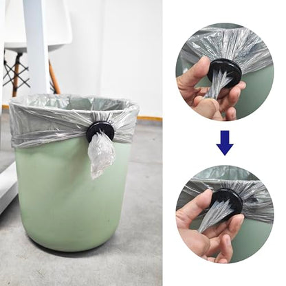 6 Pcs Black Trash Bag Holder - Reusable Trash Liner Cinch for Securing Trash Liners，Prevents Liners from Falling into Trashcan - Ideal for Outdoors Garden and Home Use