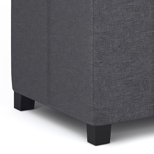 SIMPLIHOME Dover Storage Ottoman Bench - 36 inch Wide Upholstered Linen Look Fabric Rectangular Lift-Top Ottoman in Slate Grey, Contemporary Bench for Living Room with Safety Hinges - color: Slate Grey