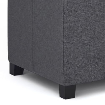 SIMPLIHOME Dover Storage Ottoman Bench - 36 inch Wide Upholstered Linen Look Fabric Rectangular Lift-Top Ottoman in Slate Grey, Contemporary Bench for Living Room with Safety Hinges - color: Slate Grey