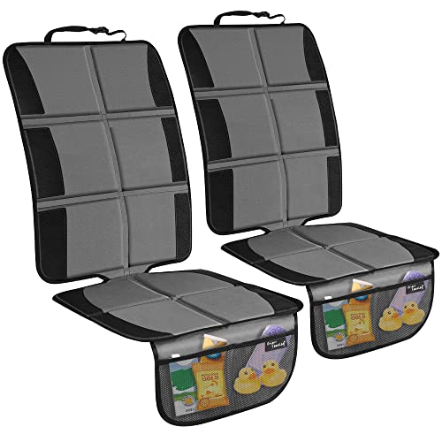 2 Pack Large Car Seat Protectors for Child & Baby, Thick Padding Waterproof, Auto Vehicle Leather Seats & Dog Mat Cover Pads, Grey - color: Grey