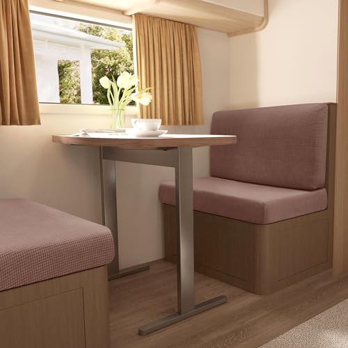 FUANGUI RV Dinette Cushion Covers Stretch Camper Cushion Cover Booth Seats Replacement RV Cushion Covers Washable Sofa Furniture Protector (Light Brown, 2 Bench Cover & 2 Backrest Cover) - color: Light Brown