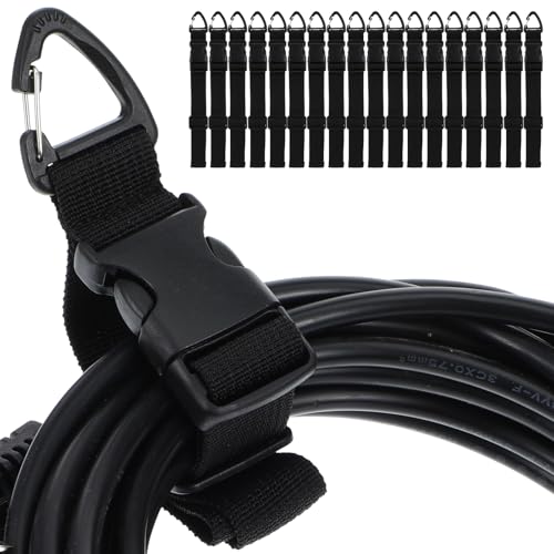 18 Pack 17.7 Inch Adjustable Extension Cord Holder Organizer with Triangle Clips Heavy Duty Storage Straps Extension Cord Hanger for Men Workshop and Garage Organization and Storage ﻿