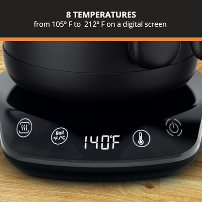 KRUPS Gooseneck Electric Kettle: 1L Stainless Steel, 1350W Fast Boiling, Boils 1 Cup in 80 Seconds, Temperature Control with 8 Presets, 60-Min Keep Warm, Precision Pour for Coffee and Tea - style: Gooseneck Kettle