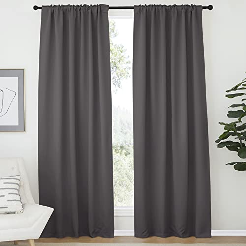 NICETOWN Bedroom Blackout Draperies and Window Treatment- (Gray Color) 52 Width X 72 Length, 2 Panels Set, Solid Blackout Curtain Panels - color: Grey, size: 52"W x 72"L (Pack of 2)