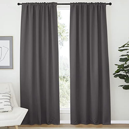NICETOWN Bedroom Blackout Draperies and Window Treatment- (Gray Color) 52 Width X 72 Length, 2 Panels Set, Solid Blackout Curtain Panels - color: Grey, size: 52"W x 72"L (Pack of 2)
