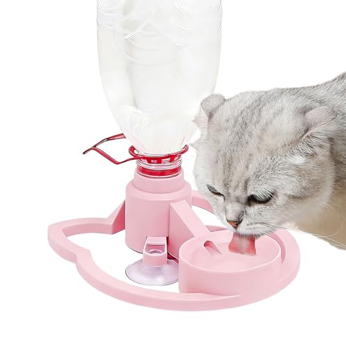 Cat Water Fountain Stand, Automatic Anti-Tipping Pet Supplies, Kitten Water Bottle Basin Stand, Pet Wa-TER Dispenser Station Stands for Puppy Kitten Breed Balcony - color: Pink