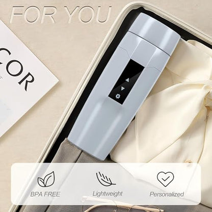 Electric Heating Kettle with Temperature Control, 40~100 ℃ Adjustable, Mini Portable Travel Electric Water Mug, Anti-leakage, 300W Fast Heating Insulation Cup, Anti-dry Fever, Auto- shutdown, Gray - color: Matte Gray 110V/350ml/S