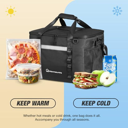 WARMOUNTS Insulated Cooler Bag 48/75 Cans, Soft Sided Portable Lunch Bag Coolers w/Zippered Top, Leak Proof PVC Interlayer, 5-Layer Insulation Large Ice Chest Bag for Travel, Camping, Beach, Picnic - color: Black