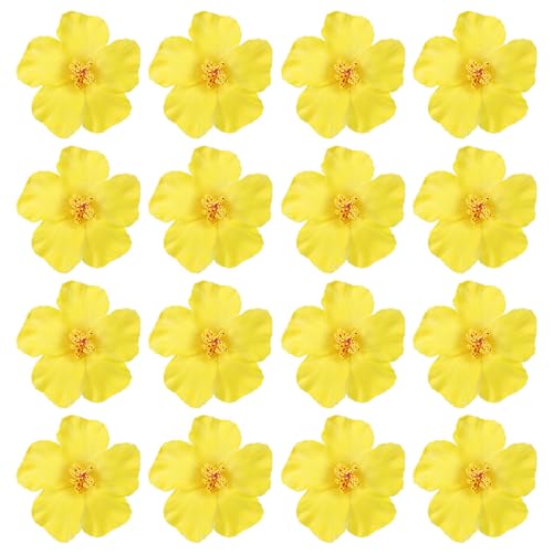 PATIKIL Hawaiian Hibiscus Flowers, 16 Pack Artificial Flowers Hair Clip DIY Foam Hibiscus Flower for Tabletop Decoration Party Favors Supplies, Yellow - color: Yellow